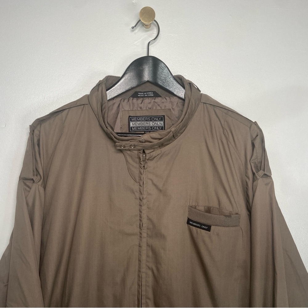 Vintage Members Only Racer Jacket Mens XXL Khaki Lightweight Zip Up Bomber Coat - Picture 9 of 16